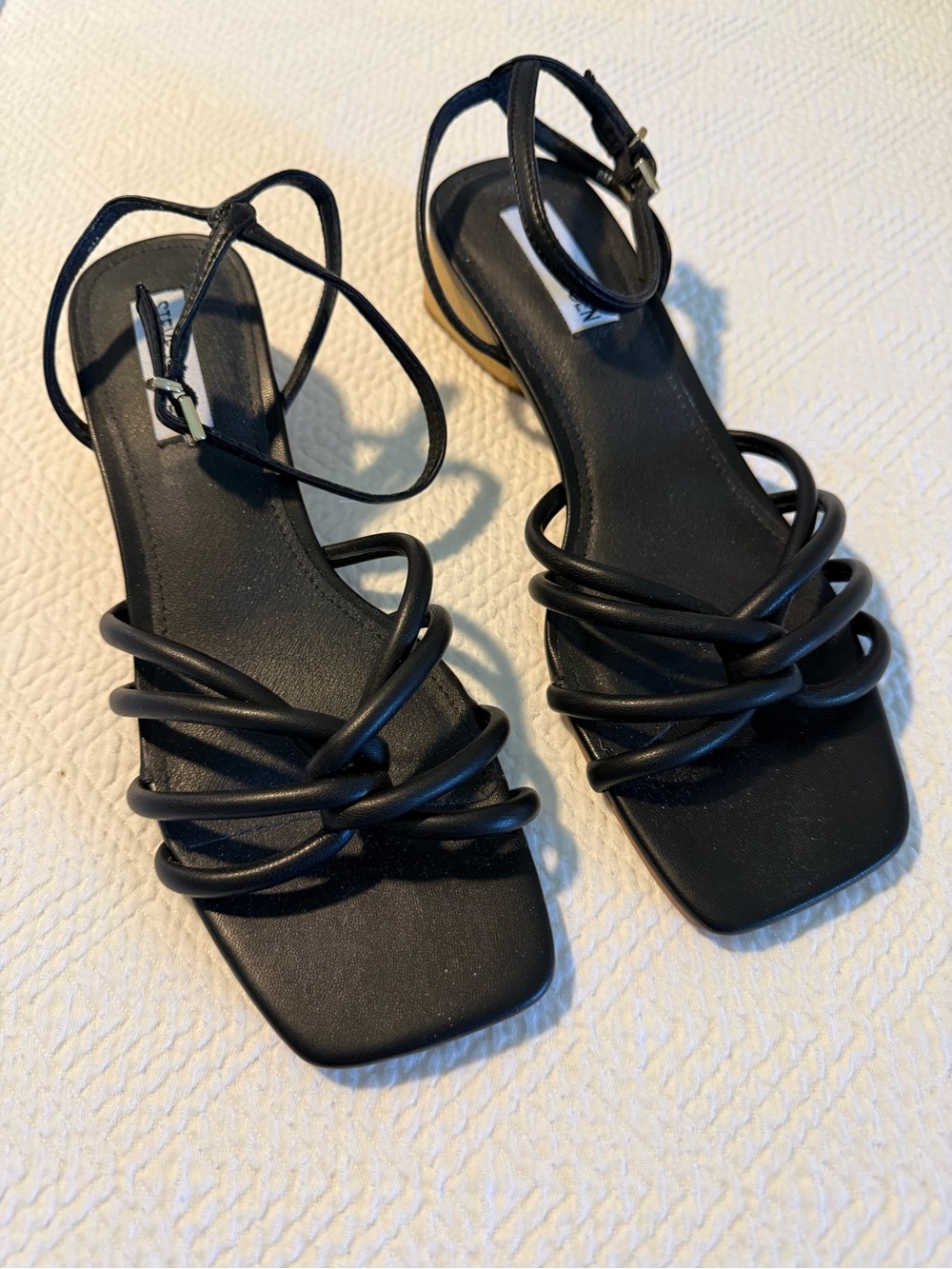Steve Madden Black Strappy Square-Toe Sandals